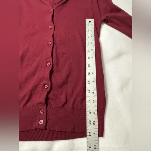 J. Crew Maroon Cardigan Sweater Classic Knit Size XXS - Picture 5 of 8